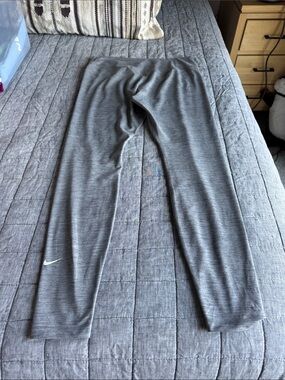 Nike Gray Kids Athletic Leggings with White Swoosh